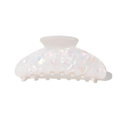 Large Half Moon Claw Clip White Pearl