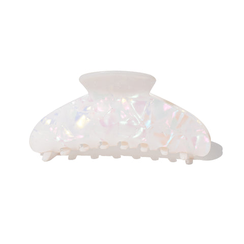 Large Half Moon Claw Clip White Pearl