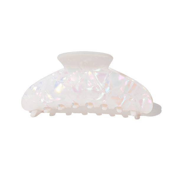 Large Half Moon Claw Clip White Pearl