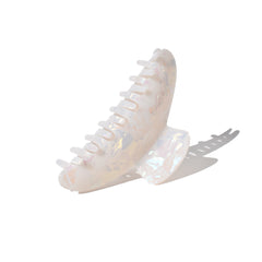 Large Half Moon Claw Clip White Pearl